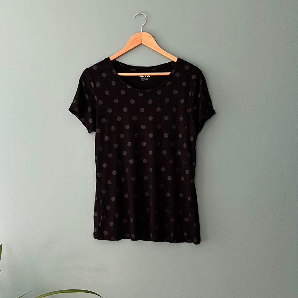 Apt 9 Black Polka Dot Tee Shirt Sz L